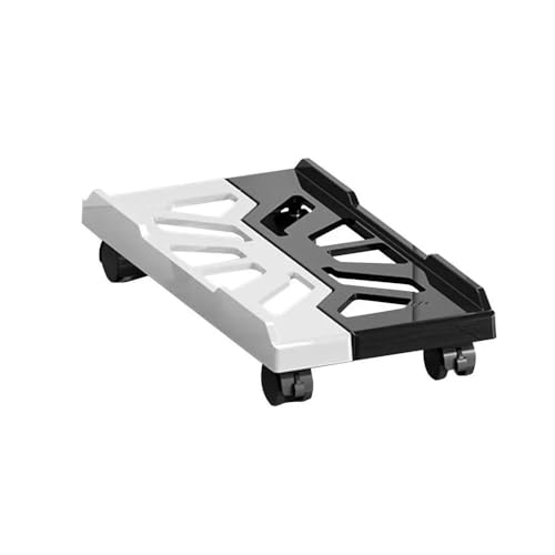 LJHFG63KUYT Büro Schwarz-weißer mobiler CPU-Ständer, Verstellbarer CPU-Tower-Ständer mit 4 Schwenkrädern, Untertisch-Ständer, belüfteter CPU-Host-Ständer Zubehör(Black and White) von LJHFG63KUYT