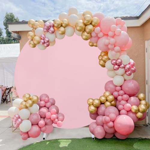 Rosa runde Hintergrundabdeckung, 2,2 x 2,2 m, rosa Kreis, Geburtstag, Foto, Fotografie, Hintergrund für Party, Babyparty, Hochzeitsdekorationen (Rahmen Nicht im Lieferumfang enthalten) von LJIE-House