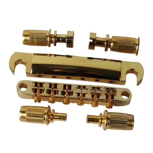 Gitarre Steg Sattel 1 Satz Steg Und Saitenhalter Mit Pfosten Für LP 6-saitige E-Gitarre(Gold) von LJRRTYQ