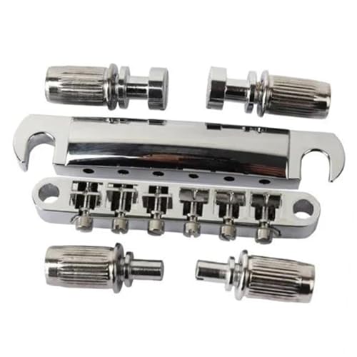 Gitarre Steg Sattel 1 Satz Steg Und Saitenhalter Mit Pfosten Für LP 6-saitige E-Gitarre(Silver) von LJRRTYQ