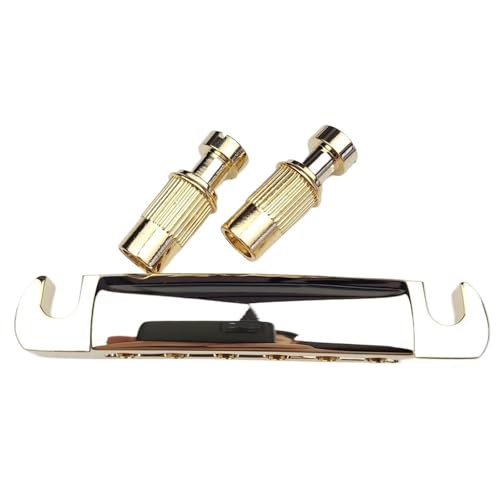 Gitarre Steg Sattel Bridge Stop Bar Saitenhalter Mit Ankern Und Bolzen Für EPI LP SG E-Gitarre(Gold) von LJRRTYQ