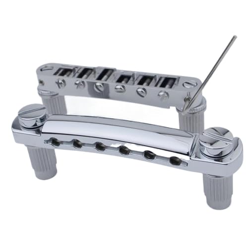 Gitarre Steg Sattel Für LP SG Gitarre Stop Bar Saitenhalter Brücke Mit Ankern Und Bolzen(Silver) von LJRRTYQ