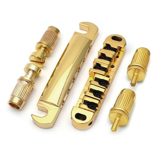 Gitarre Steg Sattel Kugelgelagerter Steg-Saitenhalter Für LP-E-Gitarre Mit Großen Schrauben(Gold) von LJRRTYQ
