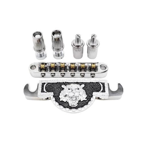 Gitarre Steg Sattel Kugelrollenbrücke Mit Geschnitztem Löwenkopf 6 Mm Befestigungsloch Geeignet Für EPI LP E-Gitarre(Silver) von LJRRTYQ