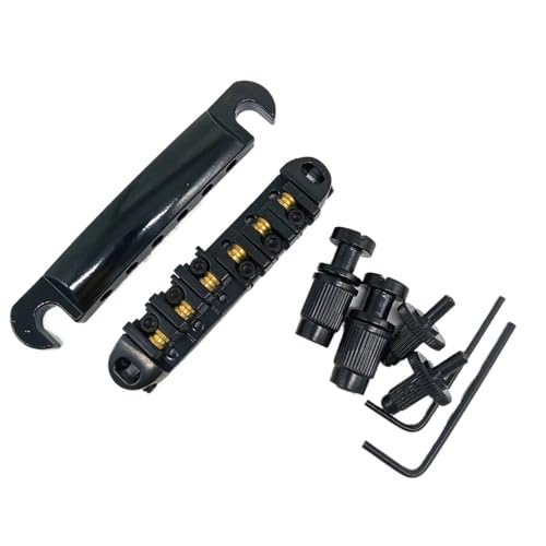 Gitarre Steg Sattel Saitenhalter-Roller-Bridge-Komplettset Geeignet Für LP-E-Gitarre(Black) von LJRRTYQ
