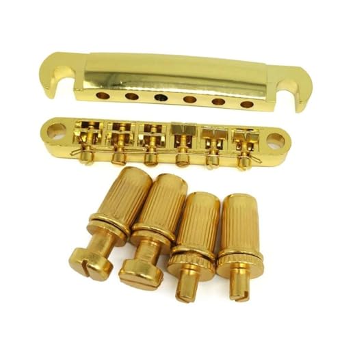Gitarre Steg Sattel Steg Und Saitenhalter Mit Bolzen-Kits Für LP 6-Saiter E-Gitarren-Teileersatz(Gold) von LJRRTYQ