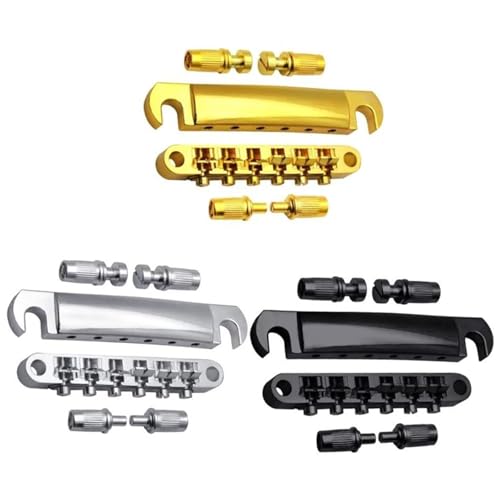 Gitarre Steg Sattel Steg- Und Stop Bars Saitenhalter-Kombination Mit Bolzen-Ersatzset Für LP 6-saitige E-Gitarren(Silver) von LJRRTYQ