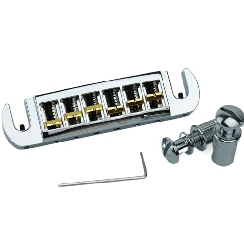 Gitarre Steg Sattel Verstellbarer Wraparound-Saitenhaltersteg Für LP-E-Gitarre Kirsite(Silver) von LJRRTYQ