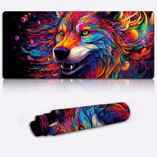Keyboard Pad Wolf XL PC Desk Mat (80x30x0.3) cm Large Gaming Mouse Mat rubber base for stable grip on smooth surfaces Desktop Keyboard Extended Mouse Mat von LJSPTU