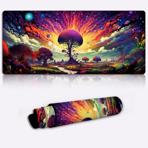 LJSPTU Mauspad Gaming Buntes psychedelisches Kunst Mauspad (60 x 35 x 0,3) cm Erweitertes Gaming Mauspad Extra großes Gaming und Heimstudien Mauspad von LJSPTU