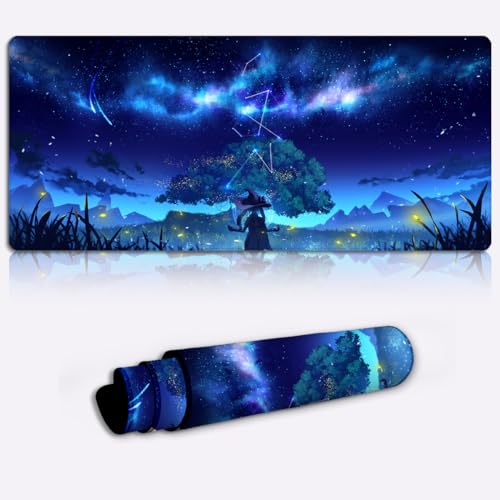 LJSPTU Mauspad Genshin Impact Mona Extended (60 x 35 x 0,3) cm, erweitertes Mauspad, Gaming Mauspad mit hochwertigem Tastaturpad aus mikrogewebtem Stoff, Gaming Mauspad von LJSPTU