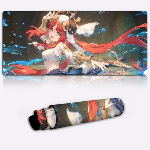 LJSPTU Schreibtischunterlage Genshin Impact Nilou, erweitertes Tastaturpad (60 x 35 x 0,3) cm, extra groß – Tischunterlage groß für Büro und Zuhause. Schreibtischunterlage groß von LJSPTU