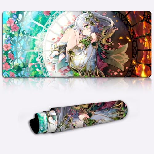 Tastatur Mauspad Genshin Impact Nahida Long Extend (60 x 35 x 0,3) cm, großes, erweitertes Mauspad mit Rutschfester Gummi Laptop wasserdichte Matte, Schreibtischunterlage von LJSPTU