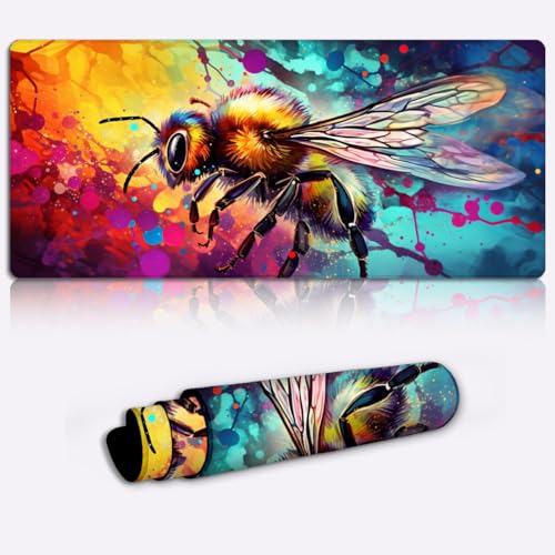 Tastatur und Maus Bee Colorfu XXL erweitertes Gaming Mauspad (90 x 40 x 0,3) cm, extra große Gaming Matte, wasserdichte Schreibtischunterlage, Laptop, wasserdichte Matte, Schreibtischunterlage von LJSPTU
