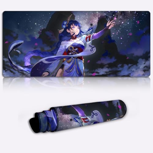 Tastatur und Mauspad Genshin Impact Raiden Shogun PC Schreibtischunterlage (60 x 35 x 0,3) cm, erweitertes Mauspad, personalisiertes Design, erweiterte Laptop Schreibtischunterlage von LJSPTU