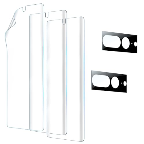 LK [3+2] Google Pixel 7 Pro Displayschutzfolie, 3 Stück flexible TPU-Folie + 2 Stück gehärtete Kameraobjektivschutz [blasenfrei] [einfache Installation] [kratzfest] [HD-klar] von LK
