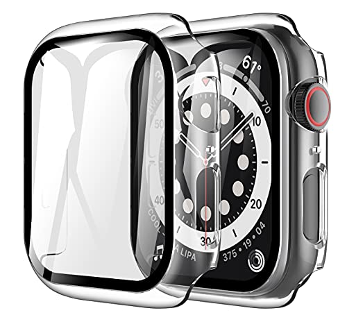 LK [2 Stück Schutzhülle] Kompatibel Mit Apple Watch Series 6 / SE/SE2 Serie 5 / Series 4 40mm Displayschutzfolie, [9H Härte] [ HD Klar ] Voller Schutz,Kratzfestes Hard Hülle Protector Cover-Clear von LK
