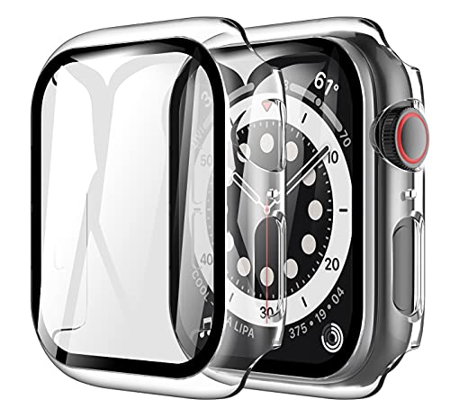 LK [2 Stück Schutzhülle Kompatibel Mit Apple Watch Series 6 / SE/SE2 Serie 5 / Series 4 40mm Displayschutzfolie, [9H Härte] [ HD Klar ] Voller Schutz,Kratzfestes Hard Hülle Protector Cover-Clear von LK