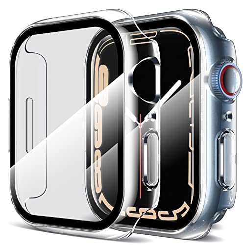 LK [2 Stück Schutzhülle Kompatibel mit Apple Watch Series 9/8/7, 41 mm Displayschutzfolie, [9H Härte] [ HD Klar ] Voller Schutz,Kratzfestes Hard PC Protector Cover für Apple Watch 7/8/9 41 mm- Clear von LK