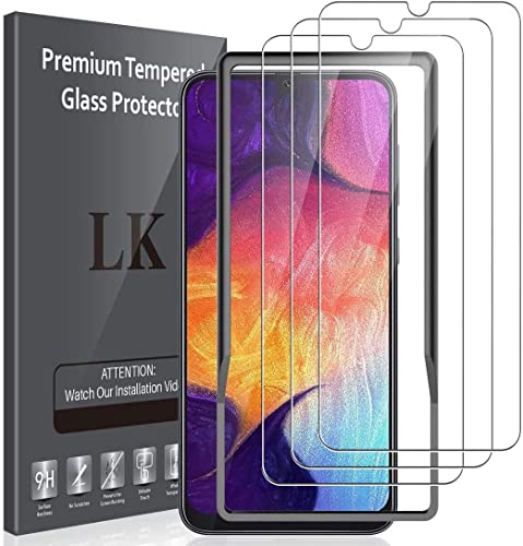 LK 3 Stück Schutzfolie kompatible Samsung Galaxy A50 mit Einbaurahmen,9H Härte,Ultra-HD,Anti-Kratz,Anti-Blasenfrei,Einfach Installieren von LK