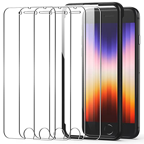 LK 4 Stück Panzer Schutz Glas für iPhone SE 2020, Kompetibel mit iPhone SE 2022/8/7/6S/6 Schutzfolie (4.7''), 9H Härte Folie Klar Schutzglas, Blasenfrei Panzerfolie mit Positionierhilfe von LK