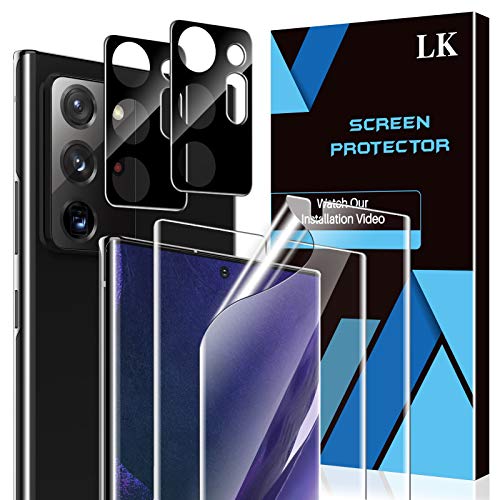 LK 4 Stück Schutzfolie kompatibel mit Samsung Galaxy Note 20 Ultra, Kamera Folie und Folie, Unterstützt Blitzaufnahmen und Fingerabdruck-ID, Weich TPU Displayschutz, Vollabdeckung von LK