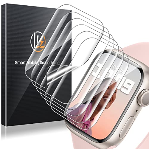 LK 6 Stück Schutzfolie fur Apple Watch Series 8/7 45mm und Apple Wtach Series SE 2/6/SE/5/4 44mm Folie, HD Klar Weich TPU Blasenfreie Displayschutz, Nicht Glas Maximale Abdeckung Selbstheilung von LK
