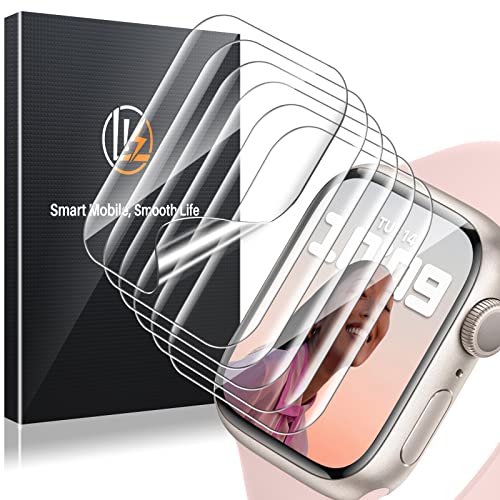 LK 6 Stück Schutzfolie fur Apple Watch Series 9/8/7 45mm und Apple Wtach Series SE 2/6/SE/5/4 44mm Folie, HD Klar Weich TPU Blasenfreie Displayschutz, Nicht Glas Maximale Abdeckung Selbstheilung von LK