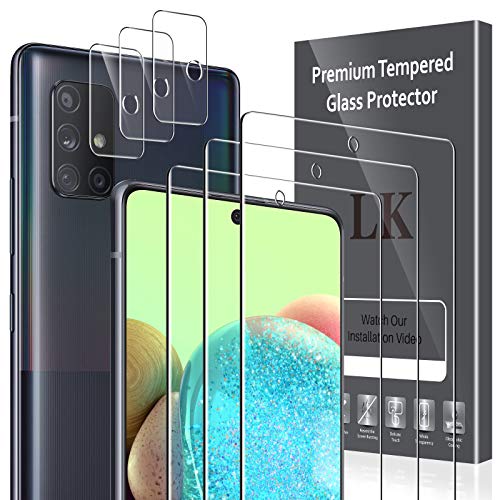 LK 6 Stücke Schutzfolie Kompatibel mit Samsung Galaxy A71 Glas, 3 Schutzfolie und 3 A71 Kamera Glas, 9H Härte Galaxy A71 Folie, HD Klar Displayschutz, Kratzen Blasenfrei von LK
