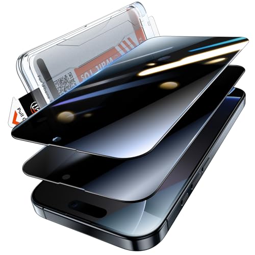 LK Sichtschutz Panzer Schutz Glas für iPhone 16 Pro Max Sichtschutzfolie [Full Screen] Auto-Installation Schutzglas [9H TOP Härte] Stoßfest Kratzfest Anti-Fingerabdruck Anti-Öl Anti-Bläschen, 2 Stück von LK