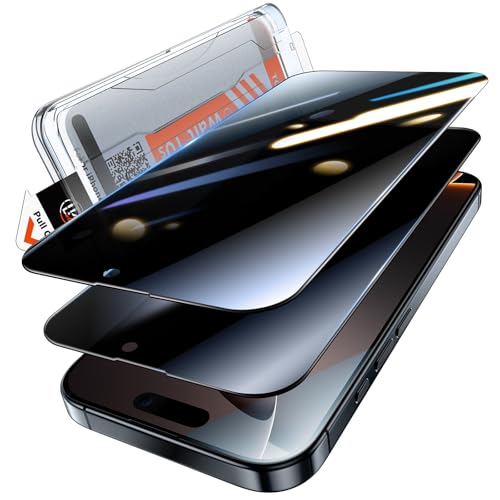 LK Sichtschutz Panzer Schutz Glas für iPhone 16 Pro Sichtschutzfolie [Full Screen] Auto-Installation Schutzglas [9H TOP Härte] Stoßfest Kratzfest Anti-Fingerabdruck Anti-Öl Anti-Bläschen, 2 Stück von LK