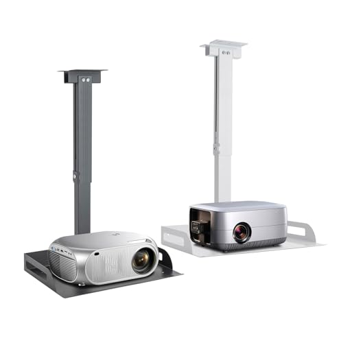 LKHDONG Projektor Halterung Höhenverstellbar 34-56cm Projektorhalterung für die Decke Beamer Deckenhalterung Projektoren Tragfähigkeit 14kg Weiß/Schwarz (Weiß) von LKHDONG