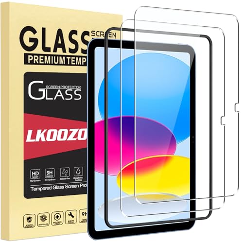 LKOOZO [2 Stück Schutzfolie für iPad 10. Generation 2022 10.9" Panzer Schutz Glas mit Rahmen-Installationshilfe, HD Displayschutzfolie, Kratzfest von LKOOZO