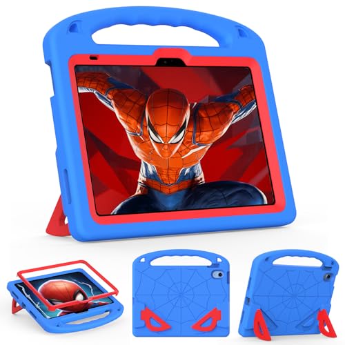 LKOOZO Kinder-Schutzhülle für iPad (A16) 11. Generation 27,9 cm (11 Zoll) 2025/iPad 10. Generation 2022, stoßfeste Abdeckung mit integriertem Displayschutz und Ständer, Blau + Rot von LKOOZO