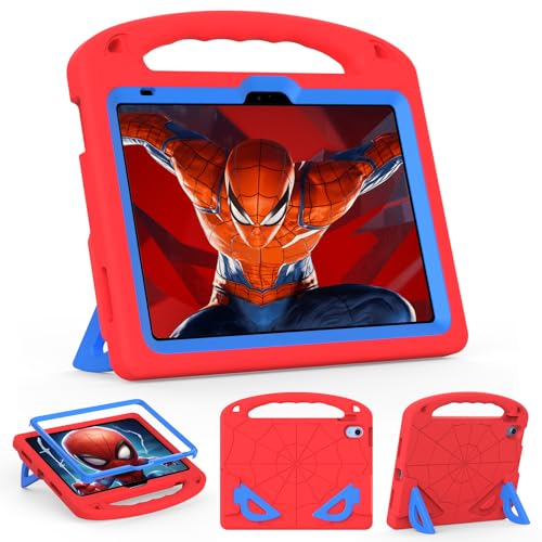 LKOOZO Kinder-Schutzhülle für iPad (A16) 11. Generation 27,9 cm (11 Zoll) 2025/iPad 10. Generation 2022, stoßfeste Abdeckung mit integriertem Displayschutz und Ständer, Rot + Blau von LKOOZO