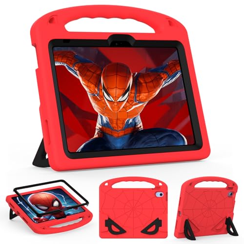 LKOOZO Kinder-Schutzhülle für iPad (A16) 11. Generation 27,9 cm (11 Zoll) 2025/iPad 10. Generation 2022, stoßfeste Abdeckung mit integriertem Displayschutz und Ständer, Rot + Schwarz von LKOOZO