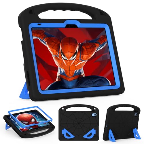 LKOOZO Kinder-Schutzhülle für iPad (A16) 11. Generation 27,9 cm (11 Zoll) 2025/iPad 10. Generation 2022, stoßfeste Abdeckung mit integriertem Displayschutz und Ständer, Schwarz + Blau von LKOOZO