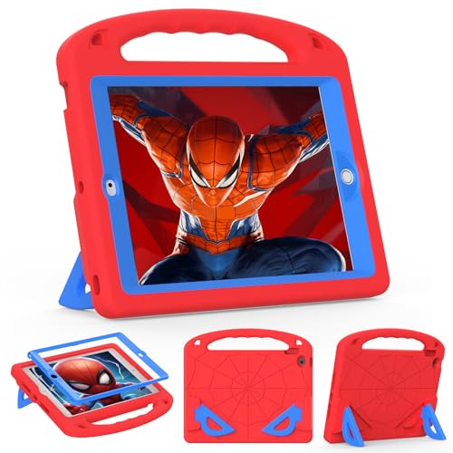 LKOOZO Kinder-Schutzhülle für iPad 9. / 8. / 7. Generation (iPad 10,2 Zoll 2021/2020/2019), stoßfeste Schutzhülle mit Displayschutzfolie (Rot + Blau) von LKOOZO