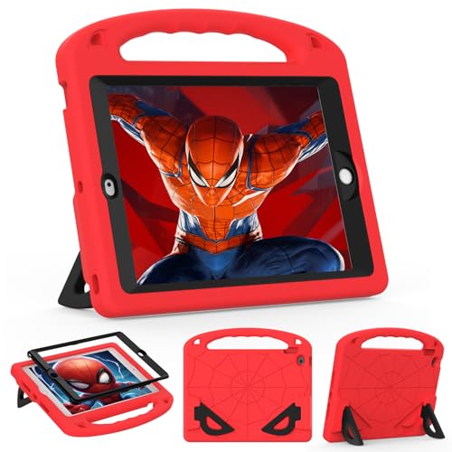 LKOOZO Kinder-Schutzhülle für iPad 9. / 8. / 7. Generation (iPad 10,2 Zoll 2021/2020/2019), stoßfeste Schutzhülle mit Displayschutzfolie (Rot + Schwarz) von LKOOZO