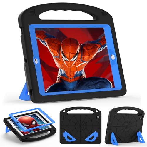LKOOZO Kinder-Schutzhülle für iPad 9. / 8. / 7. Generation (iPad 10,2 Zoll 2021/2020/2019), stoßfeste Schutzhülle mit Displayschutzfolie (Schwarz + Blau) von LKOOZO