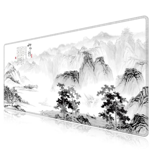 LL-COEUR Große Gaming Laptop Mauspad PC Tastatur Mausmatte XXL Schreibtischunterlage Büro Desk Pad Schreibunterlage Tuschmalerei Landschaftsmalerei (Landschaft 2, 1200 x 600 x 3 mm) von LL-COEUR