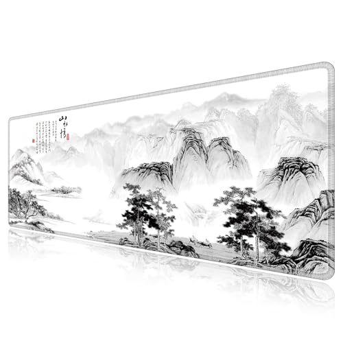 LL-COEUR Große Gaming Laptop Mauspad PC Tastatur Mausmatte XXL Schreibtischunterlage Büro Desk Pad Schreibunterlage Tuschmalerei Landschaftsmalerei (Landschaft 2, 800 x 300 x 3 mm) von LL-COEUR