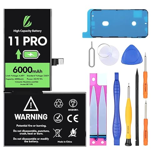 LL TRADER Akku für iPhone 11 Pro, 6000 mAh, Lithium-Ionen-Akku, hohe Kapazität, mit Reparaturwerkzeugen LL TRADER Akku für iPhone 11 Pro, 6000 mAh, Lithium-Ionen-Akku, hohe Kapazität, mit Reparaturwerkzeugen von LL TRADER
