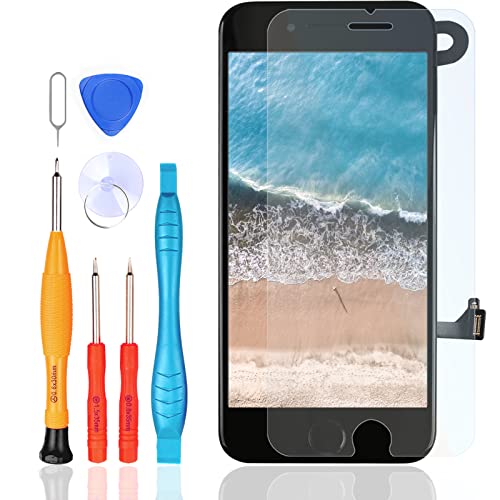 LL TRADER Display für Phone 8 Schwarz 4.7“, Retina LCD Ersatz Touchscreen Reparaturset Digitizer Assembly Vormontiert mit Home Button, Hörmuschel, Frontkamera, Näherungssensor von LL TRADER