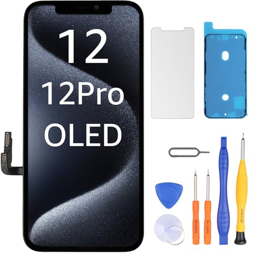 LL TRADER Display für iPhone 12/12 Pro OLED [Nicht LCD] 6.1" Retina FHD Bildschirm Ersatz COF Touch Screen Digitizer mit Reparatur Tool Kits, Bildschirmschutz 2024 von LL TRADER