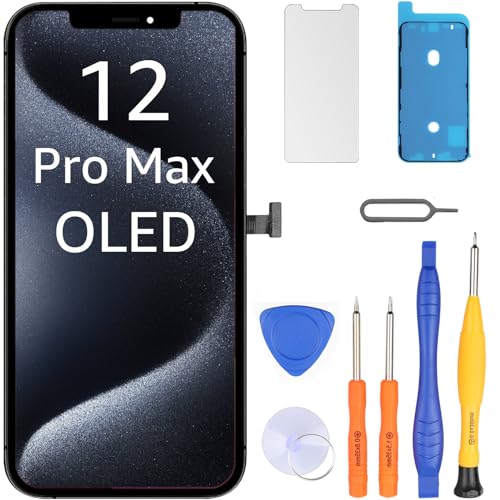 LL TRADER Display für iPhone 12 Pro Max OLED [Nicht LCD] 6.7" Retina FHD Bildschirm Ersatz COF Touch Screen Digitizer mit Reparatur Tool Kits, Bildschirmschutz 2024 von LL TRADER