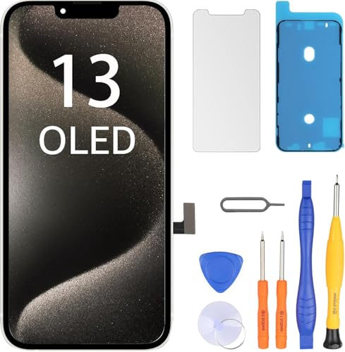 LL TRADER Display für iPhone 13 OLED [Nicht LCD] 6.1" Retina FHD Bildschirm Ersatz COF Touch Screen Digitizer Rahmen Montage mit Reparatur Tool Kits, Wasserdichtes Band, Bildschirmschutz von LL TRADER
