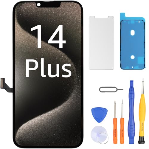 LL TRADER Display für iPhone 14 Plus LCD 6.7" Bildschirm Ersatz FHD Touchscreen 3D Touch Digitizer Rahmen Montage und Reparaturkits (Modelle A2632, A2885, A2886, A2887, A2888) von LL TRADER