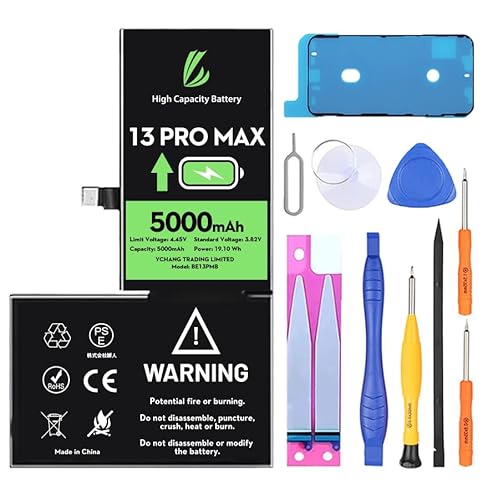 LL Trader Akku für 13 Pro Max, 5000 mAh, Lithium-Ionen-Akku, hohe Kapazität, mit Reparaturwerkzeugen von LL TRADER