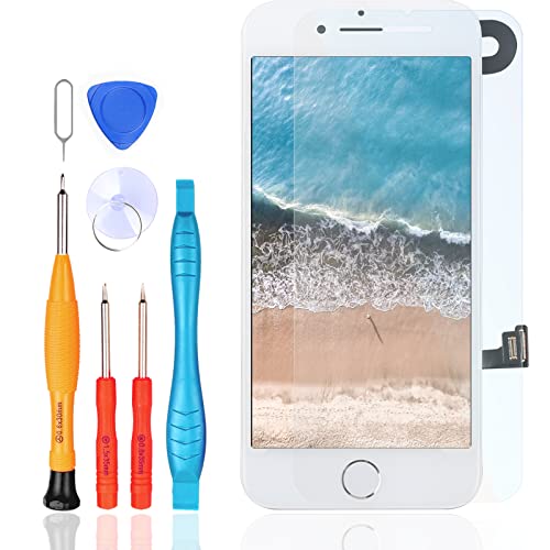 LL Trader Display für iPhone 8 mit Home-Taste, Ersatz Retina LCD Digitizer Touchscreen mit Näherungssensor, Frontkamera, Hörmuschellautsprecher und Werkzeugen (Weiß) von LL TRADER